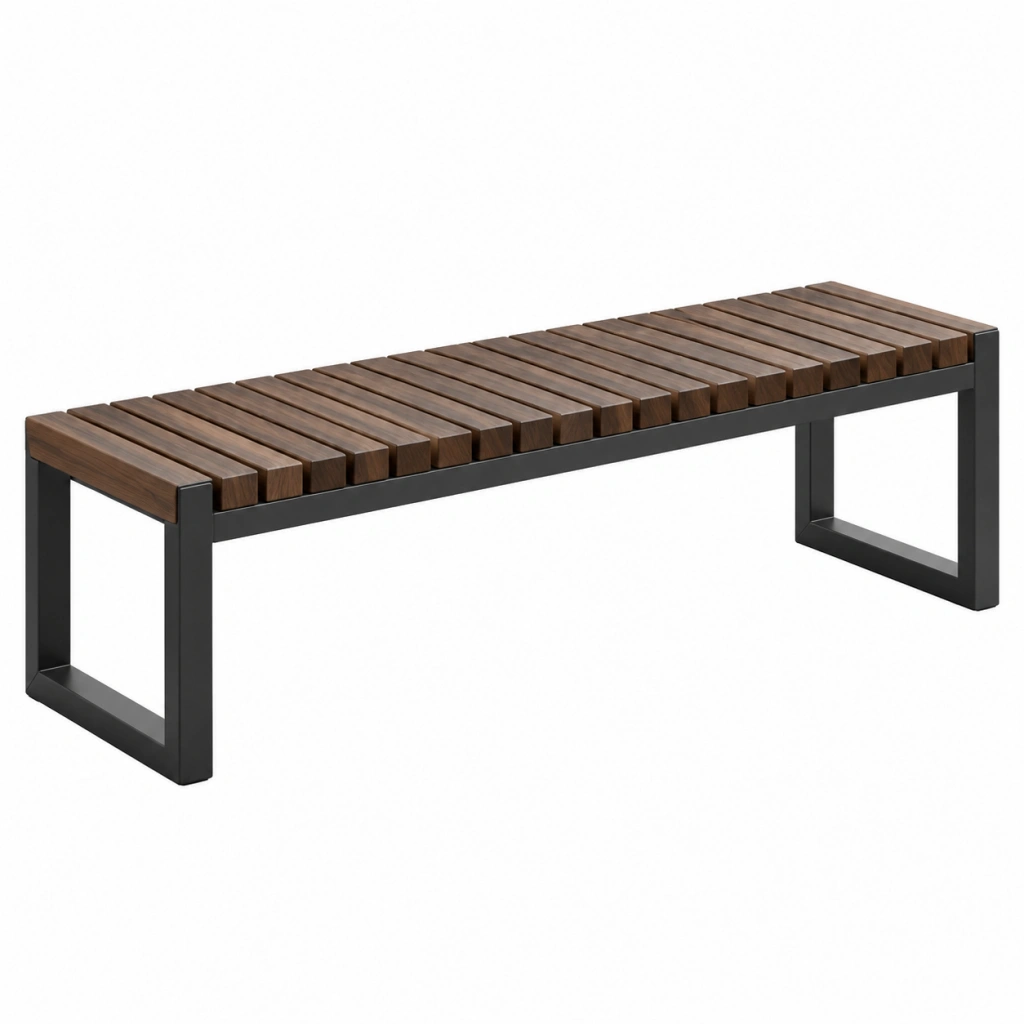 Gartenbank 150 x 40 x 45 cm Holz Metall Braun Schwarz - Sitzbank im Industrie-Stil