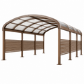Carport 500 x 300 x 270 cm aus Stahl Braun mit transparentem Bogendach für Außenbereich