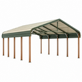 Carport 610 x 370 x 290 cm aus Stahl Braun Grün für Fahrzeuge mit Satteldach