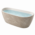 Freistehende Badewanne 170 x 80 x 58 cm Mineralguss Beige Weiß Marmoroptik oval